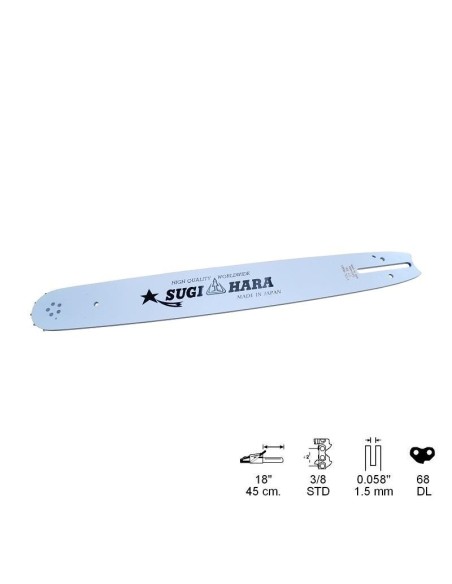 ESPADA SUGIHARA HSQ 18", 3/8, PASO 0,58, 68 ESLABONES SIN PUNTERA INTERCAMBIABLE