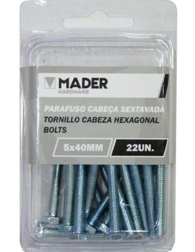 Tornillo Cabeza Hexagonal, 5x40mm, 22Un - MADER® | Hardware