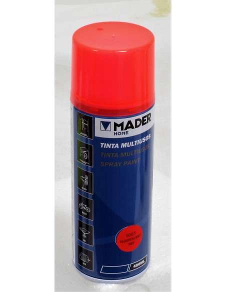 Spray Pintura Multiusos, Fluorescente Red, Ref. 1001, 400ml - MADER® | Home Tools