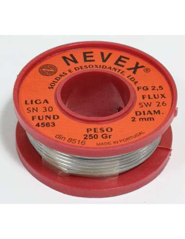 Solda » Estaño con Resina, Ø2mm, 250g - NEVEX®