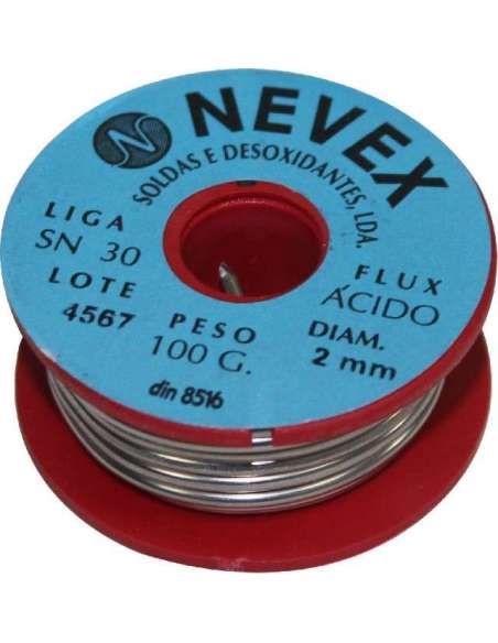 Solda » Estaño con Ácido, Ø2mm, 100g - NEVEX®