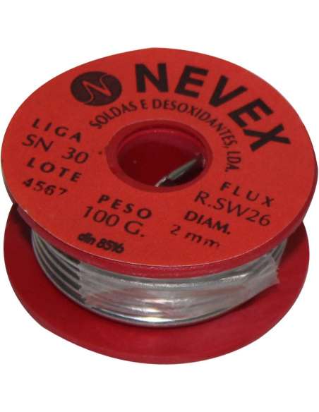 Solda » Estaño con Resina, Ø2mm, 100g - NEVEX®