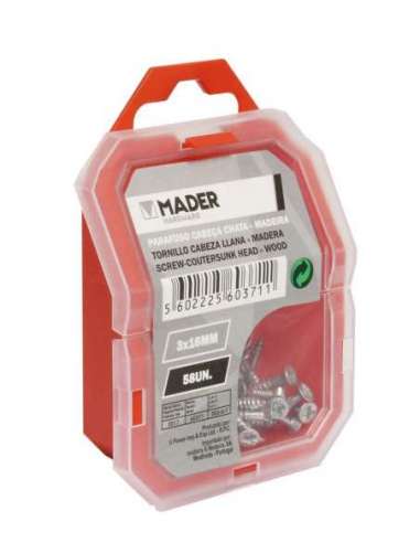 Tornillo Cabeza Llana para Madera, 3x16 - 58Un - MADER® | Hardware
