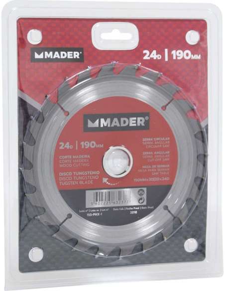 Disco Tungsteno, Corte Madera, 190mm, 24D - MADER® | Power Tools