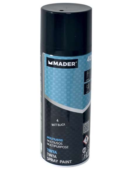 Spray Pintura Multiusos, Matt Black, Ref. 4, 400ml - MADER® | Home Tools