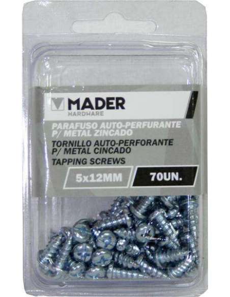 Tornillo Cincado, Auto-perforante, 5x12mm, 70Un - MADER® | Hardware