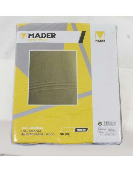 Lija de Madera, 230x280mm, GR100, 50Un - MADER® | Hand Tools