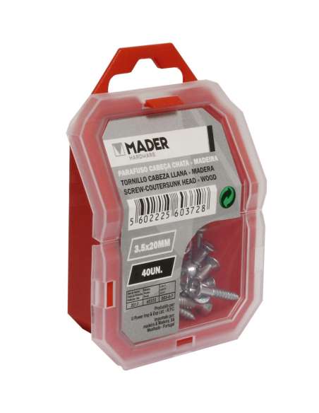 Tornillo Cabeza Llana para Madera, 3.5x20, 40Un - MADER® | Hardware