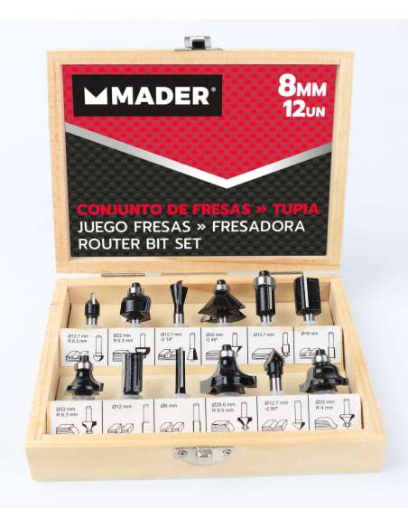 Juego de Fresas, Para Fresadora, 12UN, 8mm - MADER® | Power Tools