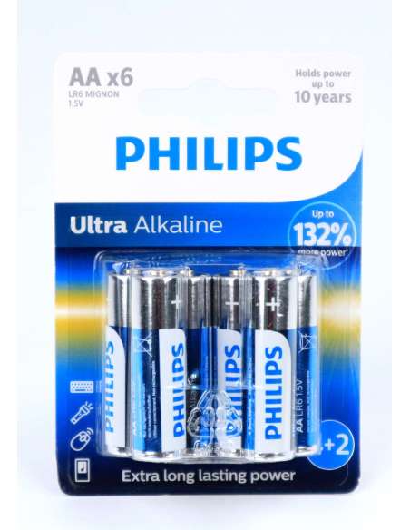 Pila Ultra Alcalina, LR06, AA, 6Un - Philips ®